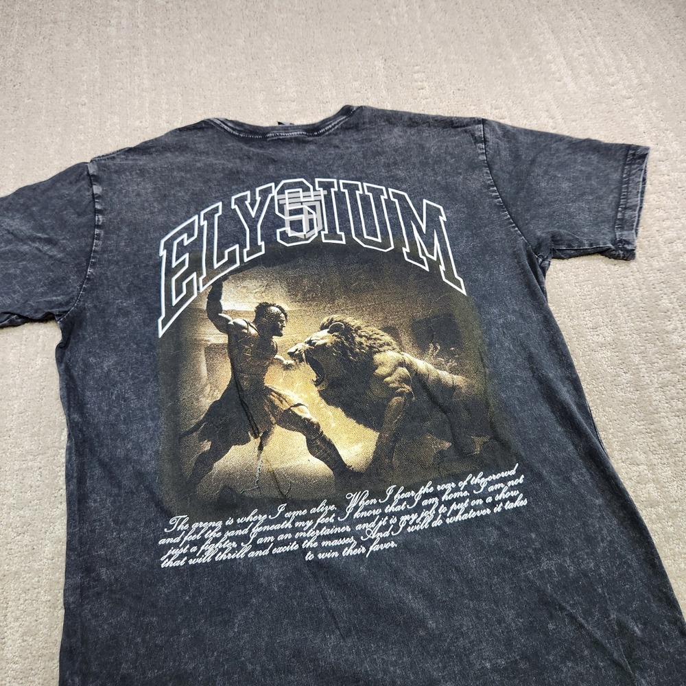 Elysium Shirt Men Medium Athletic Stone Wash Tee Weight Training Roman Warrior